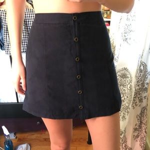 Hollister faux suede navy front button skirt